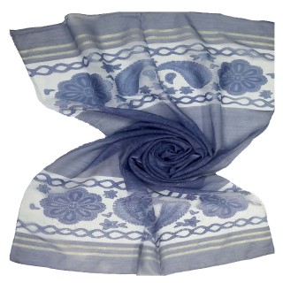 Double sided tissue hijab- Navy Blue